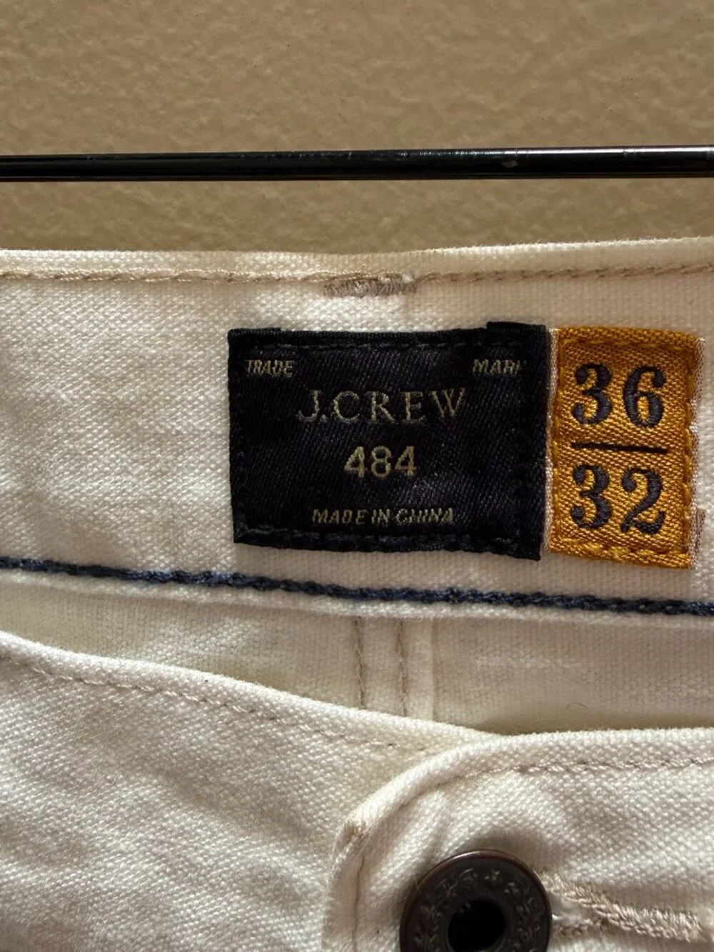 J. Crew Mens White Selvedge 484 Slim Jeans Size 36 x 32